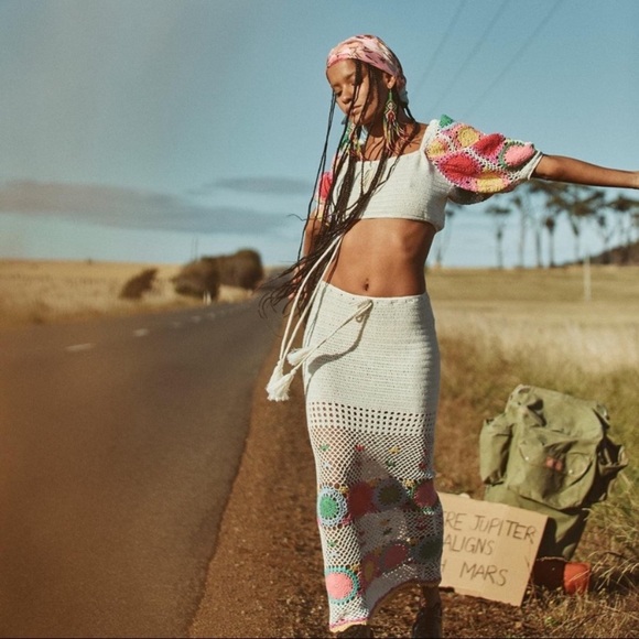 Spell & The Gypsy Collective Let The Sunshine In Rainbow Crochet Maxi Skirt - Picture 3 of 9